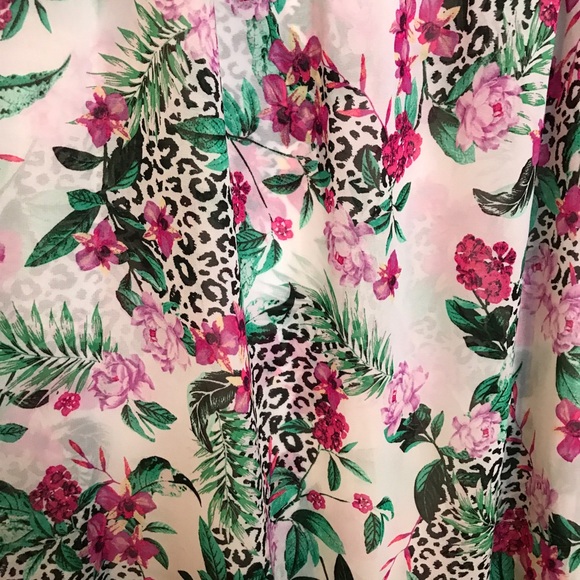 Torrid White Tropical Leopard Chiffon Sarong Swim - Picture 7 of 8